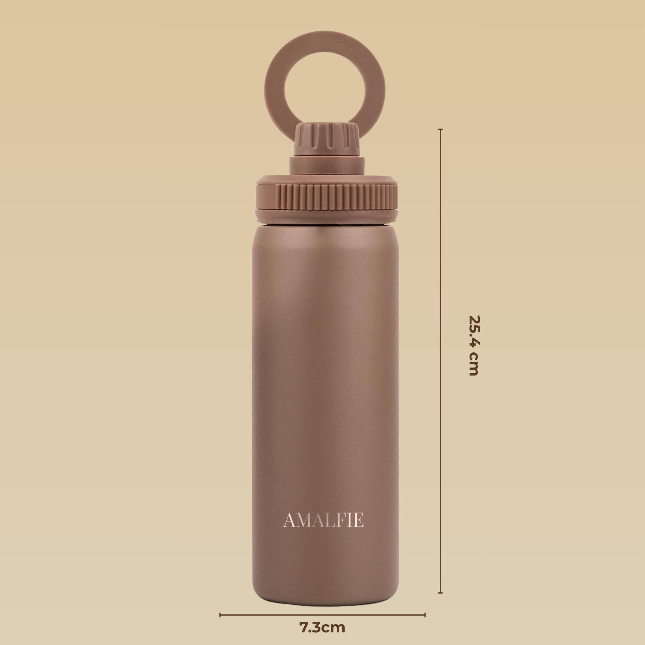 700 ml stainless steel water bottle with magnetic phone holder - mocha