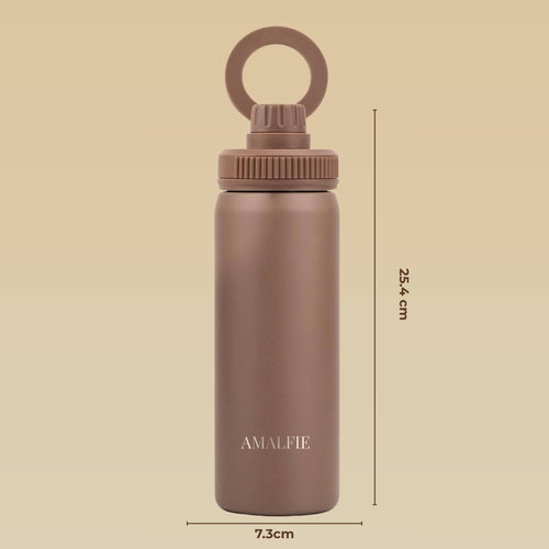 700 ml drikkeflaske i rustfrit stål med magnetisk telefonholder - mokkabrun