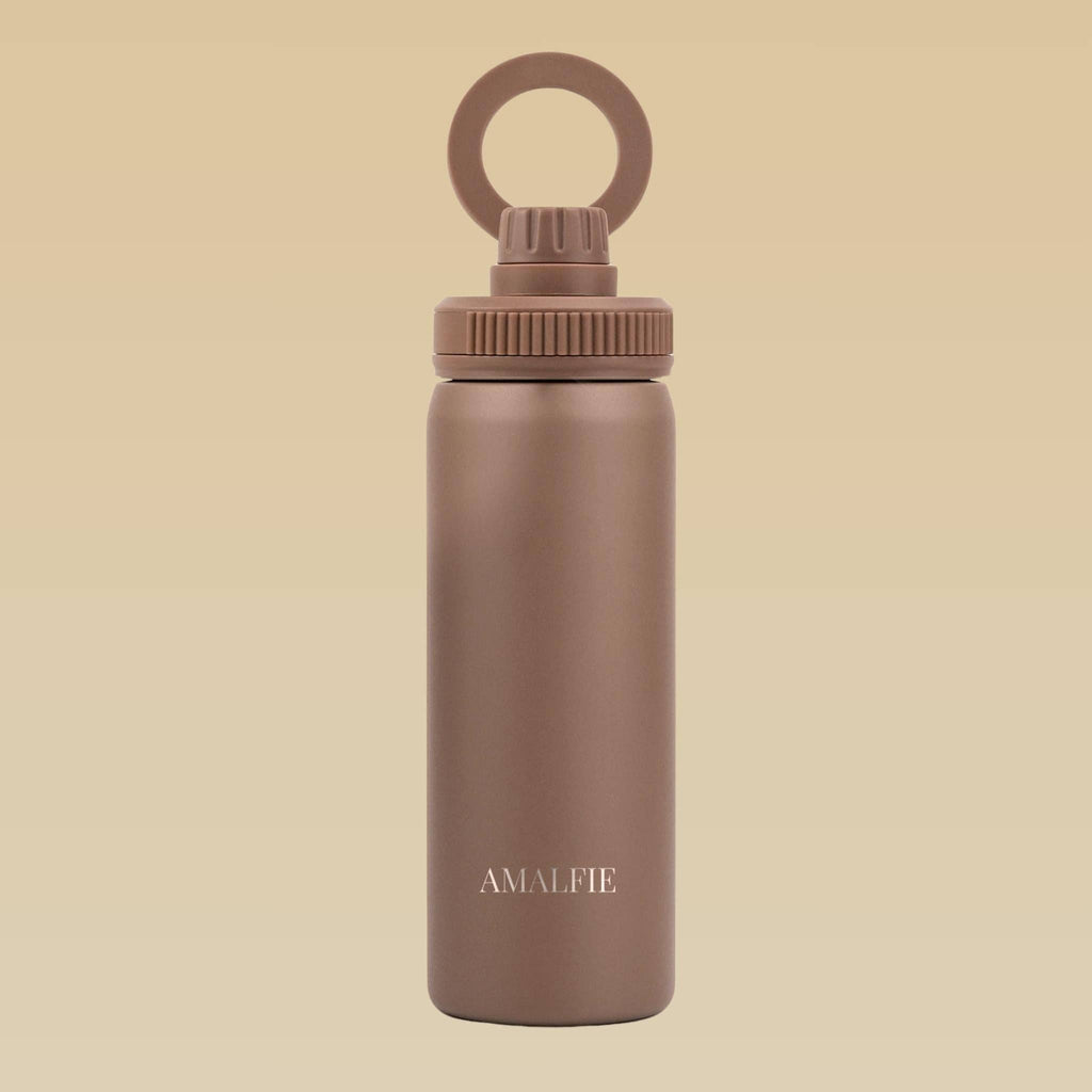 700 ml stainless steel water bottle with magnetic phone holder - mocha